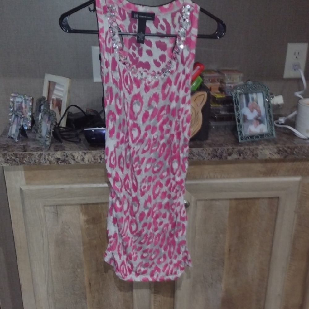 INC International Concepts Pink Leopard Print Tank Top
